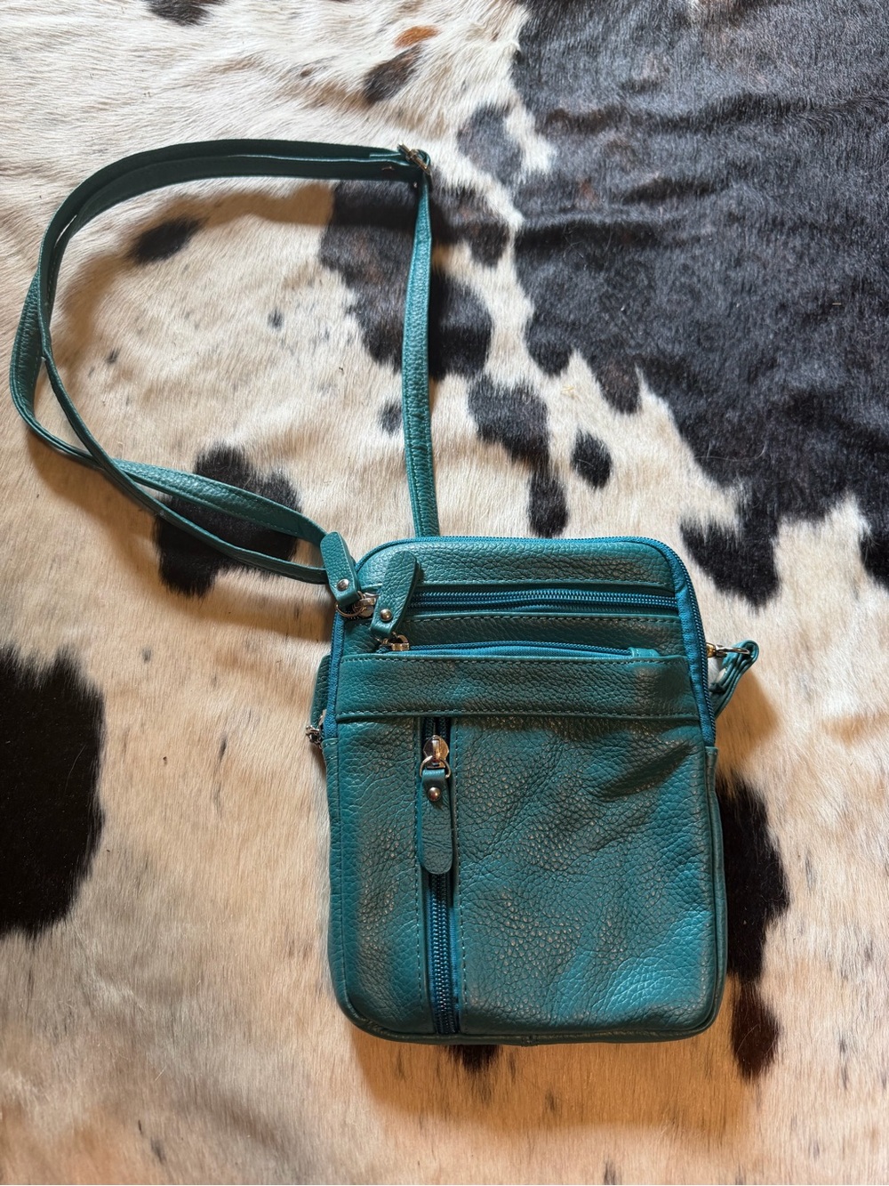Teal Crossbody Genuine Leather Shoulder Bag - Casual Everyday Tote
